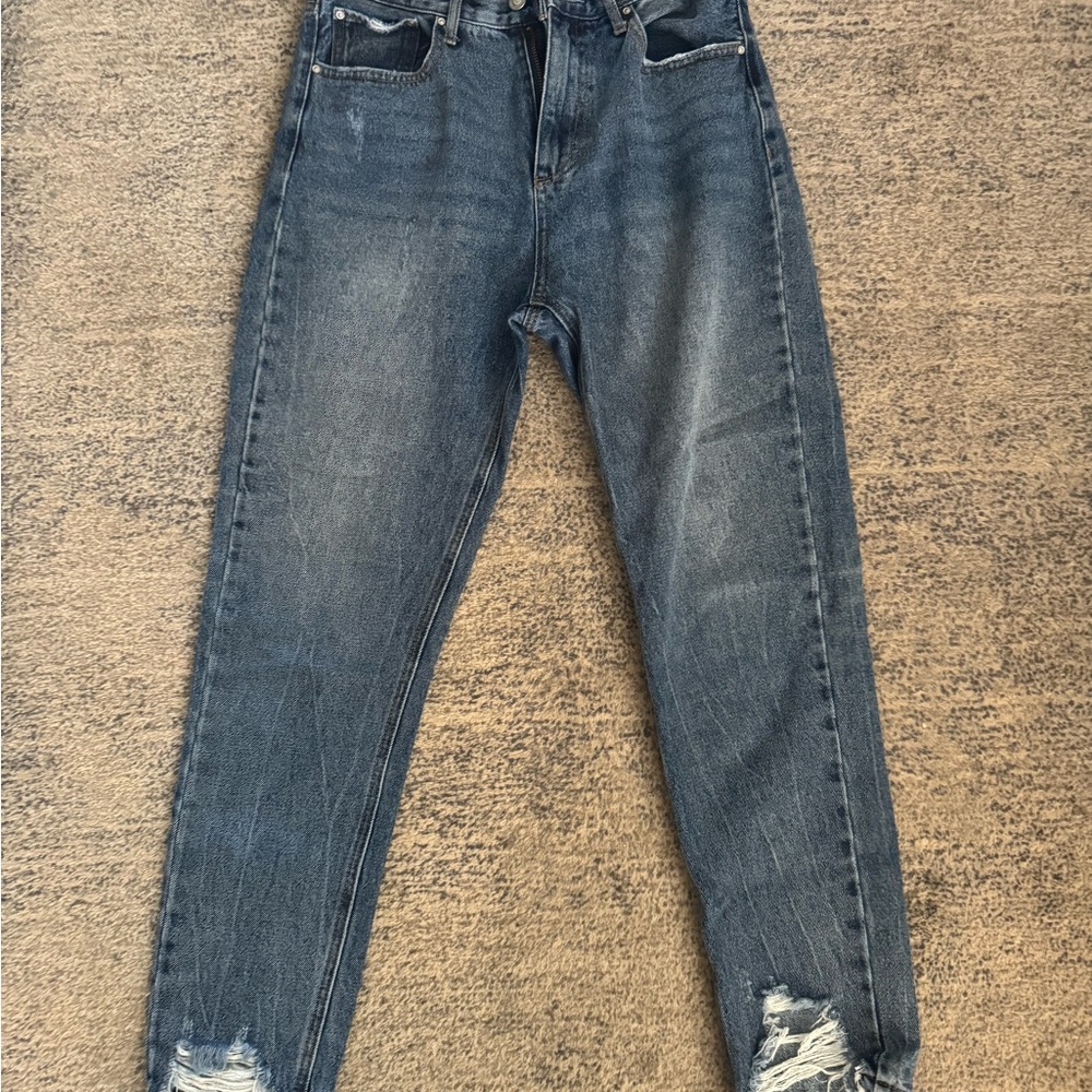 Trendy Blue Distressed Boyfriend Jeans